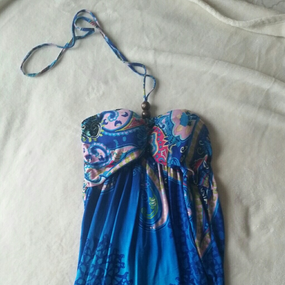 Maxi halter size S w/ ombre blue, yellow, and pink - Picture 3 of 6
